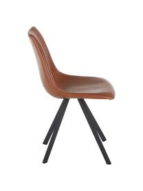 Kunstleren stoelen Billy, 2 stuks, Bekleding: kunstleer (polyurethaan), Poten: gepoedercoat metaal, Cognackleurig, B 46 x D 58 cm