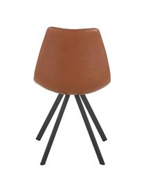 Kunstleren stoelen Billy, 2 stuks, Bekleding: kunstleer (polyurethaan), Poten: gepoedercoat metaal, Cognackleurig, B 46 x D 58 cm