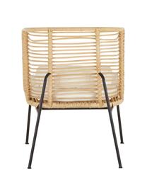 Fotel z rattanu Merete, Siedzisko: rattan Stelaż: czarny, matowy Poszewki: biały, S 72 x G 74 cm