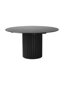 Tavolo rotondo nero con base scanalata Pillar, Legno di Sungkai, pannello di fibra a media densità (MDF), Nero, Ø 140 x Alt. 75 cm