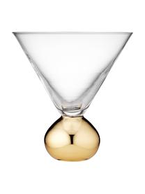 Handgeblazen kristallen cocktailglazen Astrid in transparant met gouden voet, 2 stuks, Gecoat kristalglas, Transparant, goudkleurig, Ø 12 x H 13 cm, 300 ml
