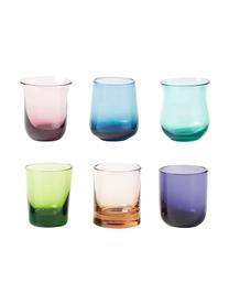 Mondgeblazen Borrelglaasjes Diseguale in verschillende kleuren en vormen, set van 6, Mondgeblazen glas, Meerkleurig, Ø 6 x H 6 cm, 90 ml