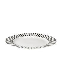 Snídaňové talíře s pruhovaným vzorem Ceres Loft, 4 ks, Porcelán, Bílá, černá, Ø 21 cm, V 2 cm