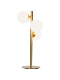 Tafellamp Molekyl, Lampenkap: opaalglas, Lampvoet: messing, Messingkleurig, opaalwit, 24 x 46 cm