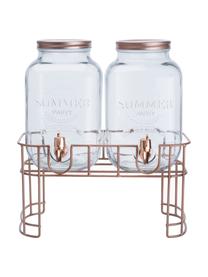 Set de dispensadores de bebida Summer Party, 2 uds., Estructura: metal recubierto, Transparente, bronceado, Cada uno 3,5 L