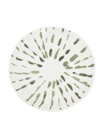 Plato postre artesanal Sparks, Gres, Blanco, verde, Ø 18 cm