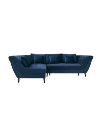 Sofa narożna z funkcją spania z aksamitu Real, Tapicerka: 100% aksamit poliestrowy, Nogi: metal lakierowany, Granatowy, S 296 x G 172 cm