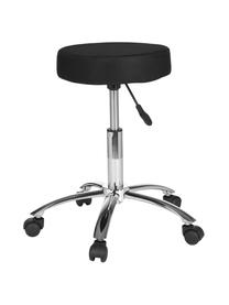 Tabouret de bureau à hauteur ajustable avec roulettes Leon, Noir, chrome