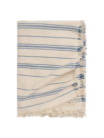 Pruhovaný prehoz z bavlny Capri, 100 %  bavlna, Krémová, modrá, Š 180 x D 260 cm (pre postele do 140 x 200 cm)