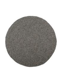 Tapis rond pure laine fait main Dot, Gris acier