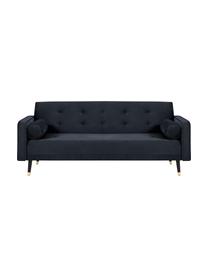 Samt-Schlafsofa Gia (3-Sitzer) in Dunkelblau, ausklappbar, Bezug: Polyestersamt Der strapaz, Rahmen: Massives Kiefernholz, Korpus: Spanplatte, Sperrholz, Sp, Samt Blau, B 212 x T 93 cm