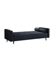 Samt-Schlafsofa Gia (3-Sitzer) in Dunkelblau, ausklappbar, Bezug: Polyestersamt Der strapaz, Rahmen: Massives Kiefernholz, Korpus: Spanplatte, Sperrholz, Sp, Samt Blau, B 212 x T 93 cm