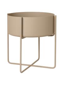 Macetero grande de metal Kena, Metal recubierto, Beige, Ø 39 x Al 41 cm