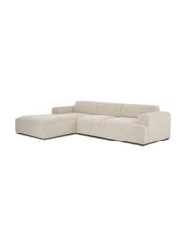Corduroy hoekbank Melva (4-zits), Bekleding: corduroy (92% polyester, , Frame: massief grenenhout, FSC-g, Poten: kunststof, Corduroy lichtbeige, B 319 x D 196 cm, hoekdeel links