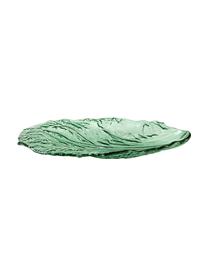 Sklenený servírovací tanir Leaf, D 28 x Š 18 cm, Sklo, Zelená, priehľadná, D 28 x Š 18 cm