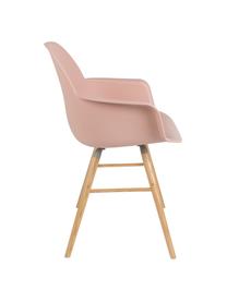 Silla con reposabrazos Albert Kuip, Asiento: 100% polipropileno, Patas: madera de fresno, Asiento: rosa Patas: madera de fresno, An 59 x Al 82 cm