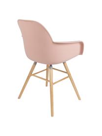 Silla con reposabrazos Albert Kuip, Asiento: 100% polipropileno, Patas: madera de fresno, Asiento: rosa Patas: madera de fresno, An 59 x Al 82 cm