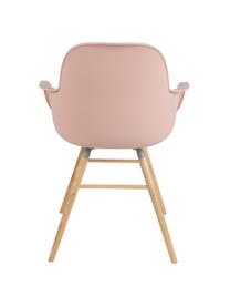 Silla con reposabrazos Albert Kuip, Asiento: 100% polipropileno, Patas: madera de fresno, Asiento: rosa Patas: madera de fresno, An 59 x Al 82 cm