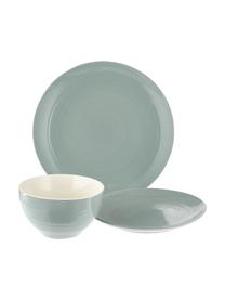 Geschirr-Set Darby mit Strukturoberfläche, 4 Personen (12-tlg.), New Bone China, Grün, Gebrochenes Weiss, Set mit verschiedenen Grössen