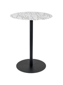 Ronde bistro tafel Snow met marmerlook, Ø 57 cm, Tafelblad: metaal, in folie, Frame: gepoedercoat metaal, Wit met zwarte vlekken, Ø 57 x H 75 cm