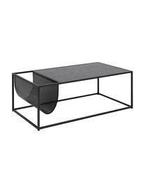 Mesa de centro Seaford, con revistero, Tablero: tablero de fibras de dens, Estructura: metal con pintura en polv, Negro, An 110 x F 60 cm