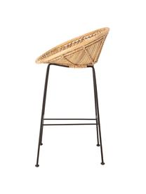 Rattan-Barstuhl Yonne mit Metall-Beinen, Sitzfläche: Rattan, Gestell: Metall, beschichtet, Braun, Schwarz, B 52 x H 94 cm
