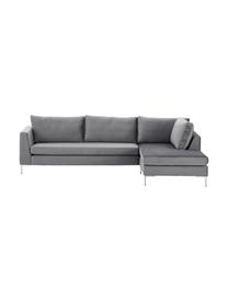 Sofa narożna z aksamitu Luna, Tapicerka: aksamit (100% poliester) , Stelaż: lite drewno bukowe, Nogi: metal galwanizowany, Ciemny szary, S 280 x G 184 cm