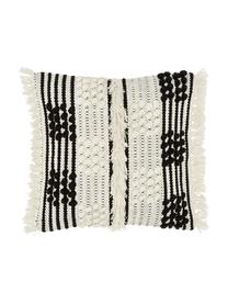 Kissenhülle Karen in Cremeweiß mit dekorativer Verzierung, 100% Baumwolle, Beige,Weiß, 45 x 45 cm