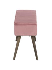 Fluwelen bankje Popy, Bekleding: polyester fluweel, Poten: rubberhout, licht gelakt, Roze, 100 x 50 cm