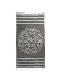 Telo fouta in cotone Shiva, Cotone
Qualità del tessuto leggero, 210 g/m², Nero, grigio, Larg. 90 x Lung. 180 cm