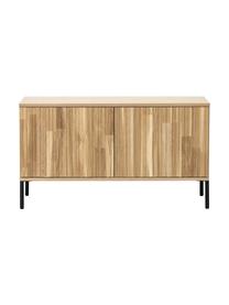 Meuble TV 2 portes façade en bois de chêne nervuré Avourio, Bois de chêne, larg. 100 x haut. 56 cm