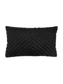 Housse de coussin en velours noir Lucie, 100 % velours de polyester, Noir, larg. 30 x long. 50 cm