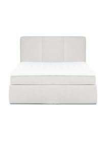 Boxspringbed Oberon, Matras: 5-zones pocketvering, Poten: kunststof, Geweven stof lichtbeige, B 160 x L 200 cm, hardheidsgraad H3