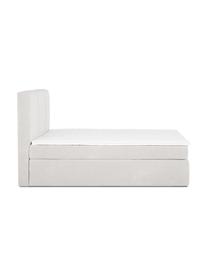 Boxspringbed Oberon, Matras: 5-zones pocketvering, Poten: kunststof, Geweven stof lichtbeige, B 160 x L 200 cm, hardheidsgraad H3