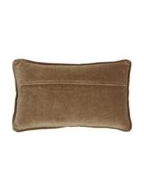 Coussin rectangulaire velours taupe Crane Bird, Taupe, couleur dorée, larg. 30 x long. 50 cm