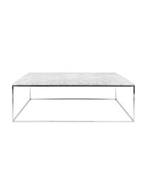 Marmeren salontafel Gleam, Tafelblad: marmer, Frame: verchroomd staal, Tafelblad: gemarmerd wit. Frame: chroomkleurig, 120 x 40 cm