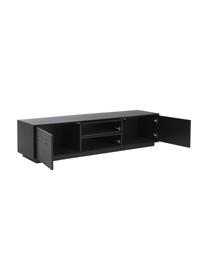 Credenza bassa in finitura di legno di frassino nero Noel, Pannello di fibra a media densità (MDF) con finitura in legno di frassino, Legno, nero verniciato, Larg. 180 x Alt. 45 cm