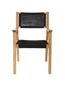 Dřevěná zahradní židle Little John, Černá, béžová, Š 58 cm, H 64 cm