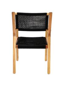 Silla de jardín de madera Little John, Estructura: madera de acacia, Negro, beige, An 58 x F 64 cm