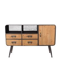 Credenza industrial Gin, Porte: legno di abate struttura, maniglie e piedini: grigio, Larg. 120 x Alt. 80 cm