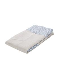 Tovaglia in misto lino beige con righe blu Milda, Blu, Beige, Per 2-4 persone (Larg. 90 x Lung, 90 cm)