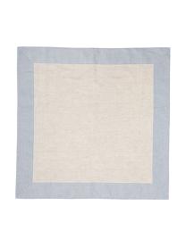 Leinengemisch-Tischdecke Milda in Beige mit blauen Streifen, Blau, Beige, Für 2 - 4 Personen (B 90 x L 90 cm)