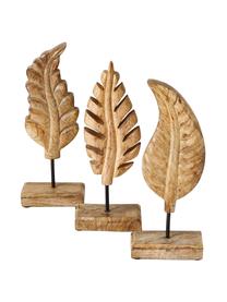 Deko-Objekt-Set Leaf, 3-tlg., Mangoholz, Braun, B 12 x H 30 cm