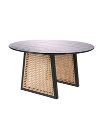 Runder Couchtisch Retro mit Wiener Geflecht, Wiener Geflecht: Rattan, Schwarz, Ø 65 x H 35 cm