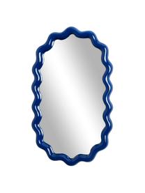 Miroir mural ovale avec cadre bleu foncé Zigzag, Bleu foncé, larg. 24 x haut. 40 cm