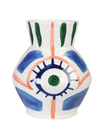 Handgefertigte Keramik-Vase Baariq, Keramik, Weiss, Blau, Orange, Grün, Ø 16 x H 20 cm