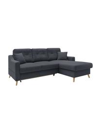 Sofa narożna z funkcją spania i miejscem do przechowywania Sweden, Tapicerka: poliester, Nogi: drewno naturalne, Antracytowy, S 224 x G 149 cm