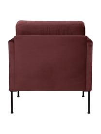 Fluwelen fauteuil Fluente in roodbruin met metalen poten, Bekleding: fluweel (hoogwaardig poly, Frame: massief grenenhout, Poten: gepoedercoat metaal, Bordeauxrood, B 74 x D 85 cm