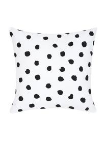 Housse de coussin imprimé pois Riley, 100 % coton, Noir, blanc, larg. 40 x long. 40 cm