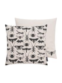 Housse de coussin réversible Cabane, Beige, noir